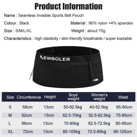NEWBOLER Elastic Sports Waist Bag Pack Lightweight Running