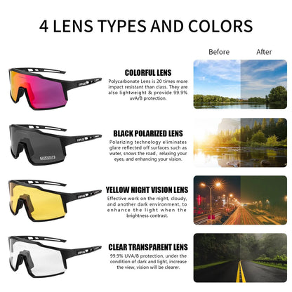 Kapvoe Cycling Glasses Polarized MTB Road Bike Glasses UV400
