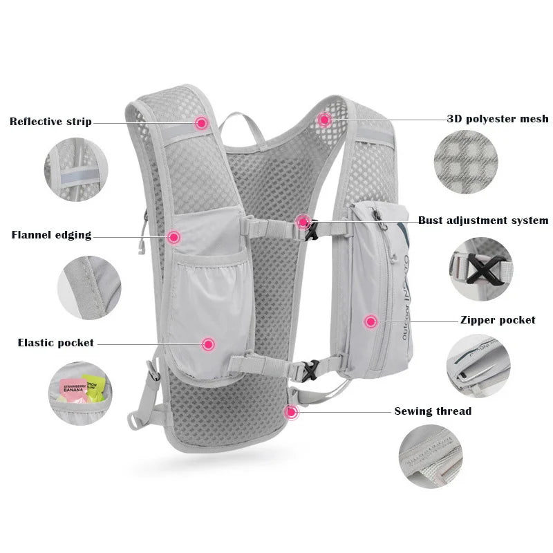 Breathable Hydration Vest 5L Backpack for Running,Cycling.etc