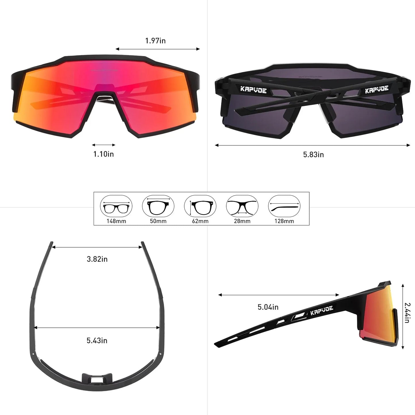 Kapvoe Cycling Glasses Polarized MTB Road Bike Glasses UV400