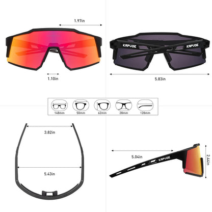 Kapvoe Cycling Glasses Polarized MTB Road Bike Glasses UV400