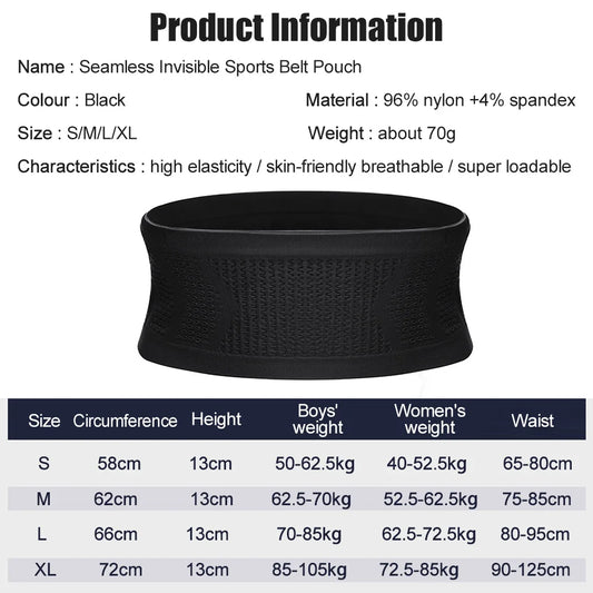 Invisible Elastic  Running Belt Hydration Waist Packn